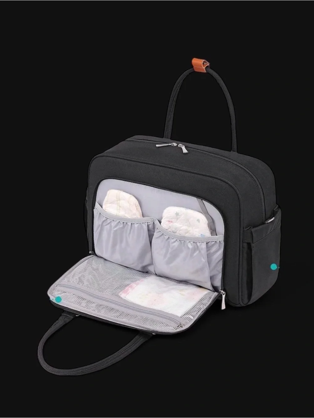 WELAVILA Large Convertible Diaper Bag Tote in Black